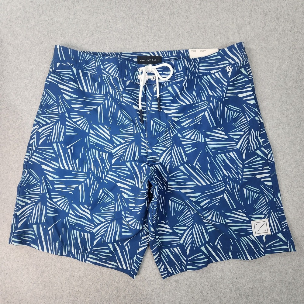 American Eagle Outfitters Boardshorts Mens XL  38x10 Blue Geometric Swim‎ Shorts